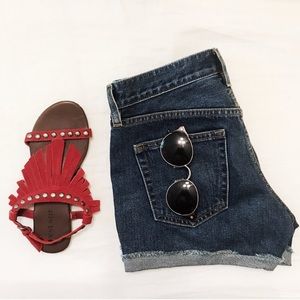 Nine West Red Leather Fringe Sandals